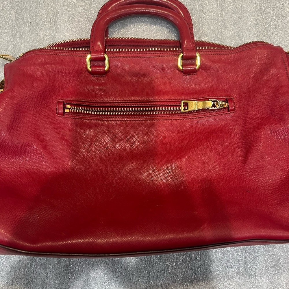 Red Prada leather and nylon side purse